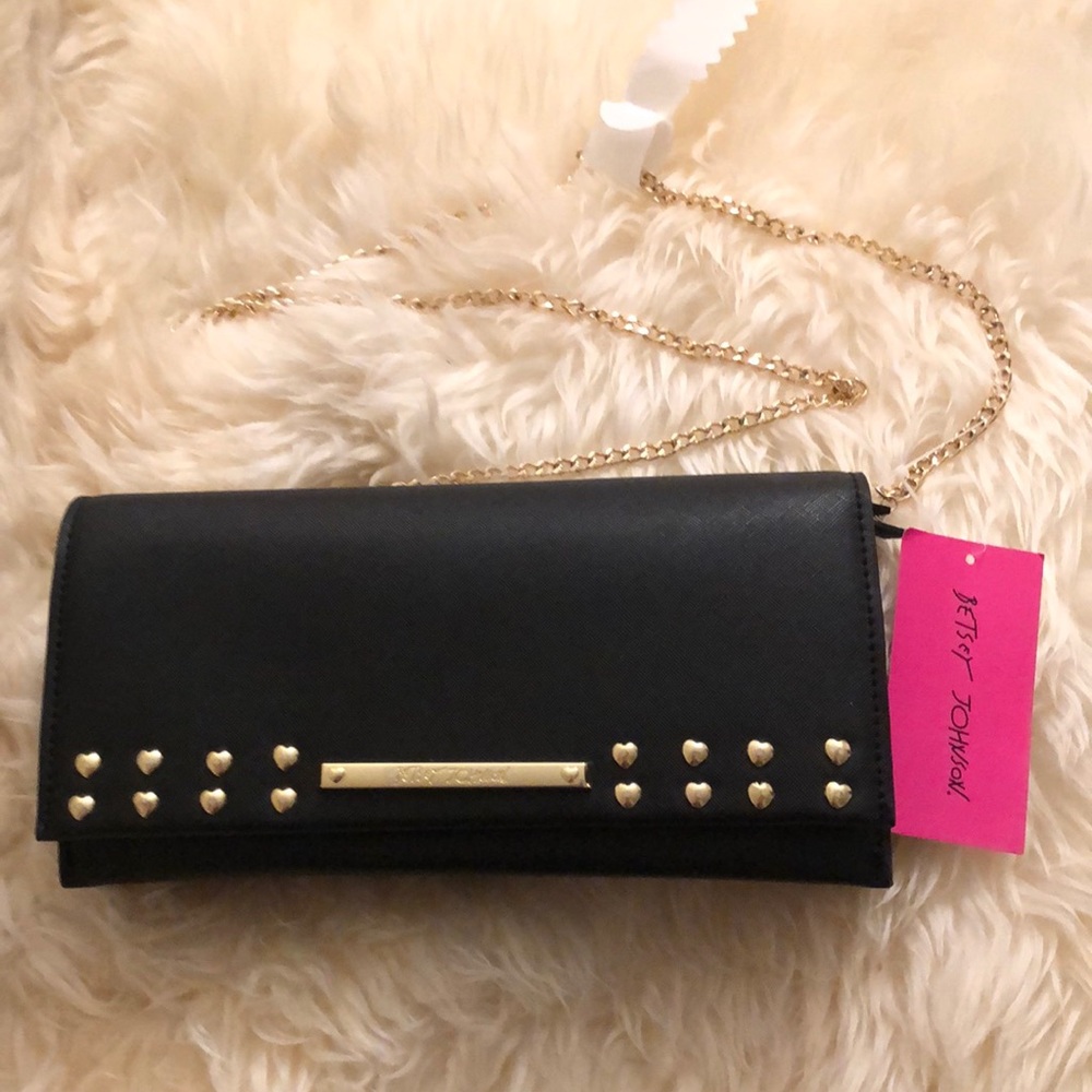 NWT 💗Betsey Johnson💗 black clutch crossbody - Picture 1 of 12